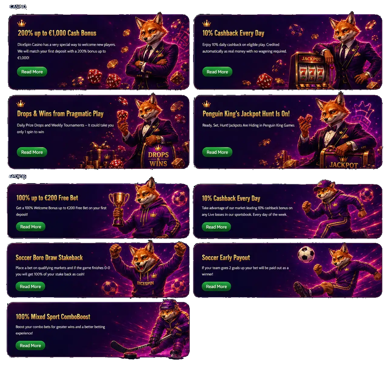 dicespin casino all bonuses
